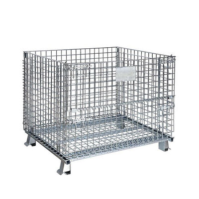 Foldable Rolling Wire Mesh Pallet Cages 1000kg Loading Capacity 1000*800*840 Mm