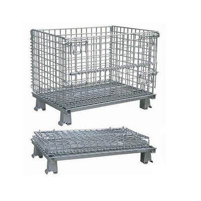 Foldable Rolling Wire Mesh Pallet Cages 1000kg Loading Capacity 1000*800*840 Mm